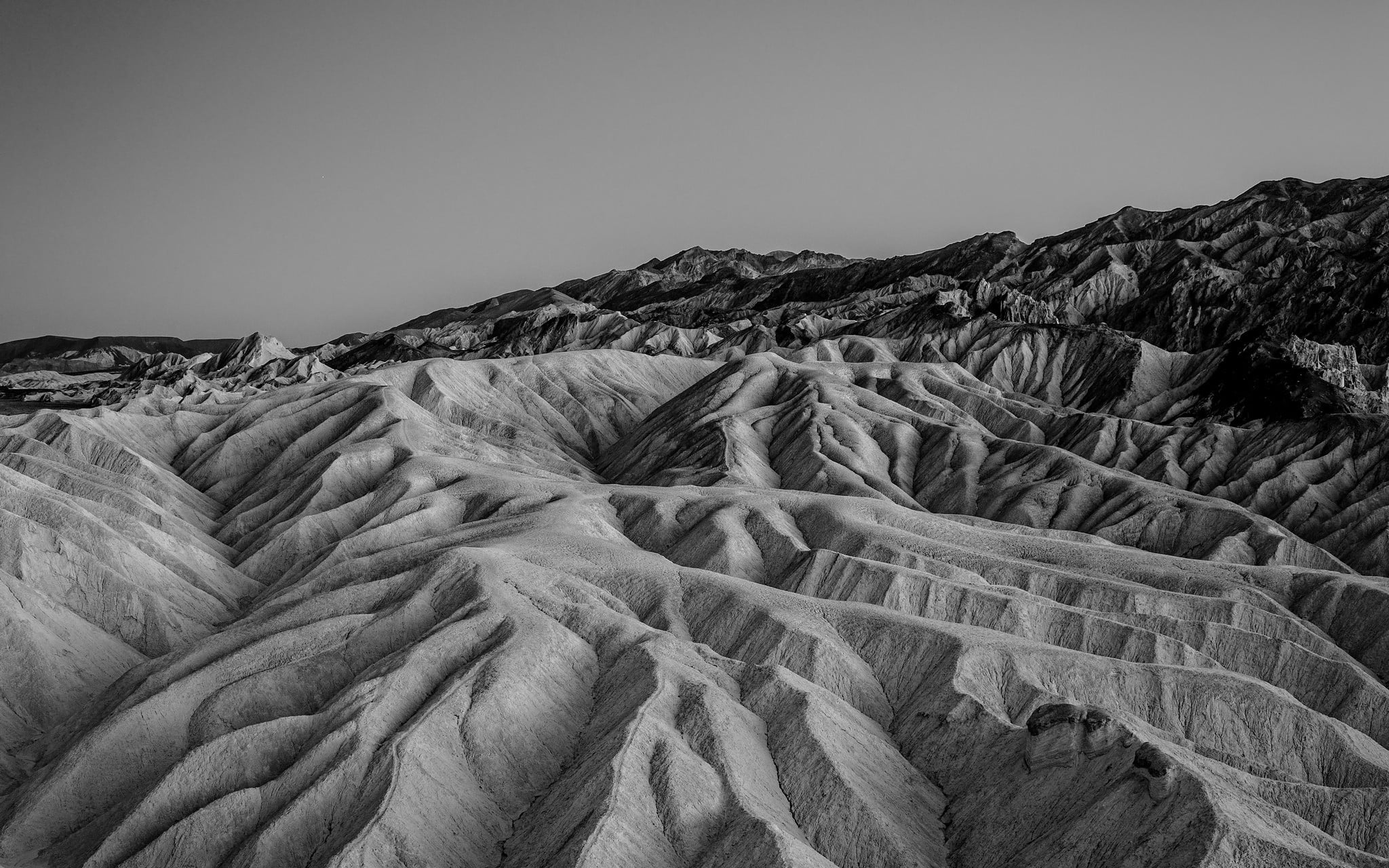 mountains and calm sky, mountains, landscape, nature, monochrome