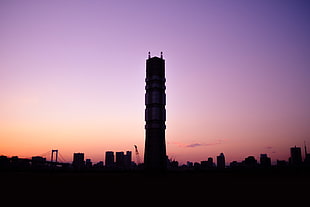 silhouette of tower, Tower, Sunset, Sky