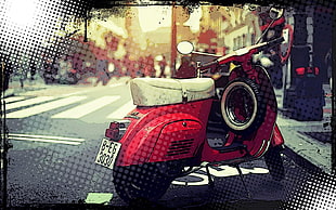 black and white motor scooter, Vespa, pop art, italian, vehicle HD wallpaper