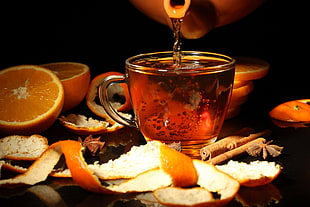 clear glass teacup