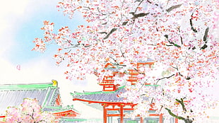 cherry blossom tree illustration, The Tale of Princess Kaguya, princess, Kaguya, animated movies