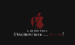 white and red text overlay, Death Note, apples, Ryuk HD wallpaper