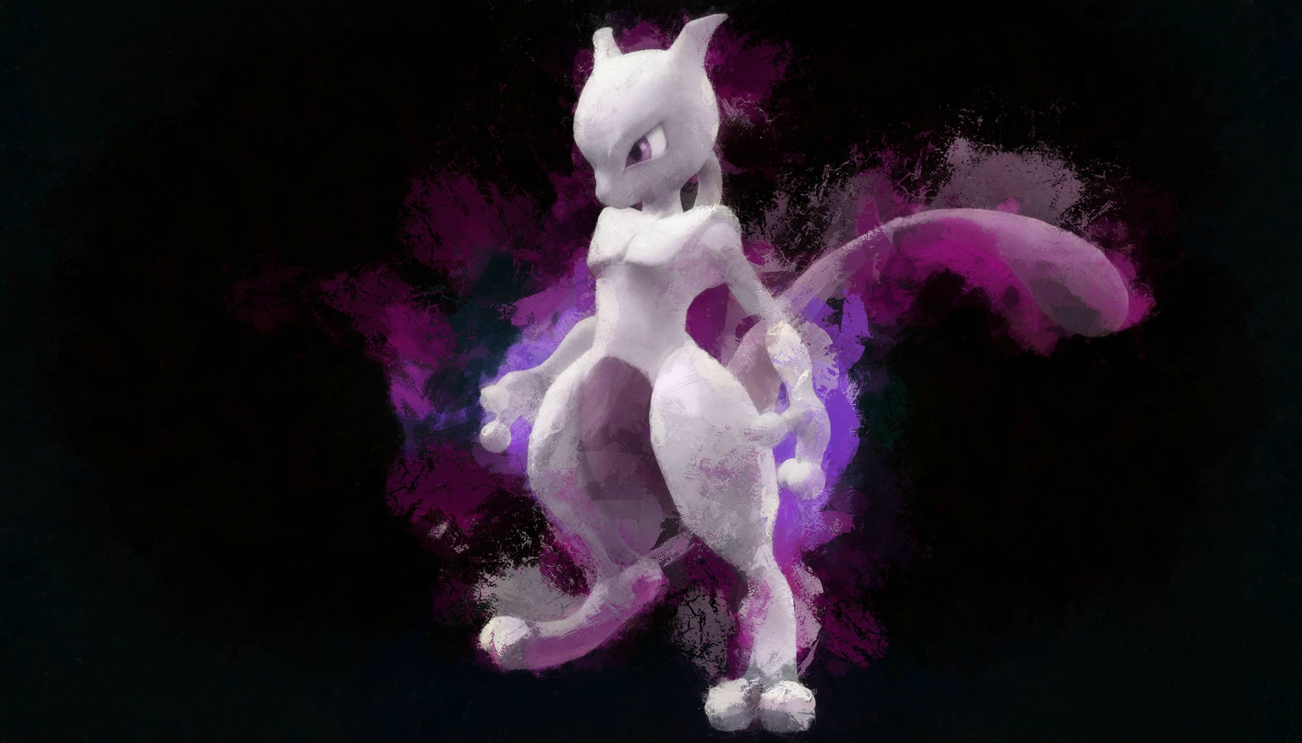 Pokemon Mewtwo illustration, Mewtwo, Pokémon, Super Smash Brothers HD