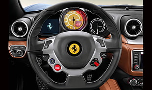 black and gray Ferrari multifunctional car steering wheel
