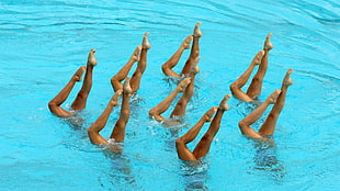 synchronized swimming, legs, swimming pool HD wallpaper