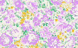 purple and green floral illustration HD wallpaper