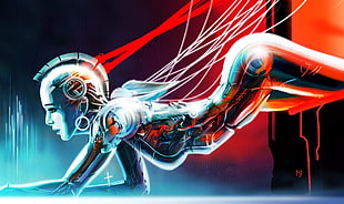 Girl Robot illustration HD wallpaper