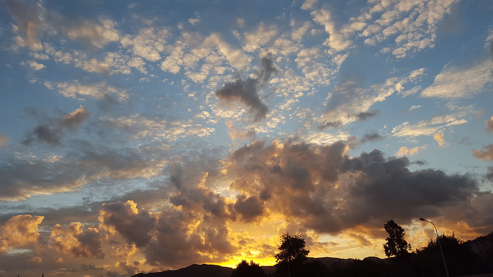 white clouds, sunset, Algeria HD wallpaper