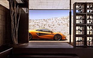 yellow and black car bed frame, car, McLaren, McLaren 570S HD wallpaper