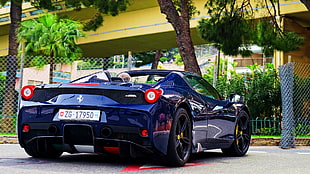 blue sports car, car, Ferrari 458 Italia, Ferrari 458 HD wallpaper