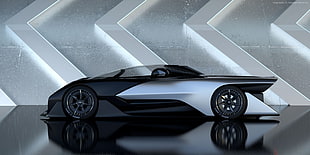 black and silver concept sports car HD wallpaper