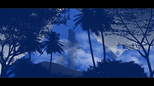 silhouette of trees, Photoshop, Flatdesign HD wallpaper