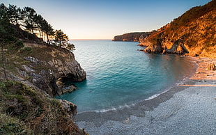 body of water near on the shore, nature, landscape, beach, sunset