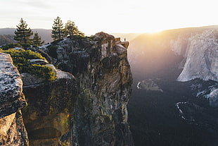 green and grey mountain, nature, landscape, Yosemite National Park, sunset HD wallpaper