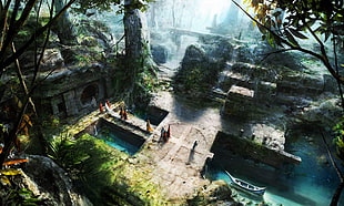 ruins digital art, ruin, fantasy art, temple, artwork