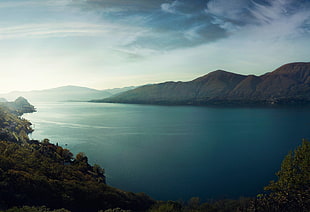 blue body of water, landscape, lake, nature, mountains