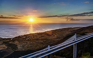 landscape photo of white body of water during sunset