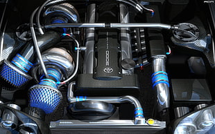 black Toyota engine, Toyota Supra, Toyota, car, 2jz-gte HD wallpaper