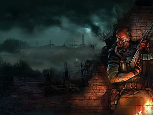 male character holding rifle digital wallpaper, S.T.A.L.K.E.R., video games HD wallpaper