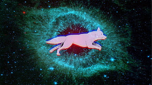 pink dog illustration, space, dog, helix nebula HD wallpaper
