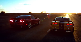 yellow and red coupes, The Crew, The Crew Wild Run, road, Chevrolet Camaro