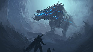 blue and black dragon wallpaper, creature, teeth, Monster Hunter, Deviljho HD wallpaper