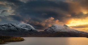 panoramic photo of alps, landscape, nature, lake, mountains