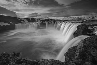 time lapse photography on water falls, iceland HD wallpaper