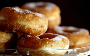 doughnuts on glass bowls