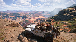 white off-road vehicle, Uncharted 4: A Thief's End, uncharted , PlayStation 4 HD wallpaper