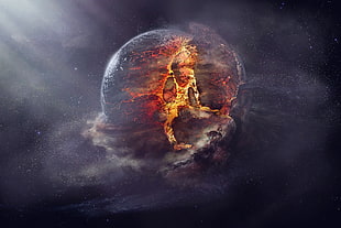 exploding planet digital wallpaper