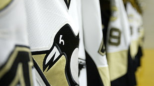 white, black, and brown Pittsburgh Penguins jersey, Pittsburgh Penguins , ice hockey, sport  HD wallpaper