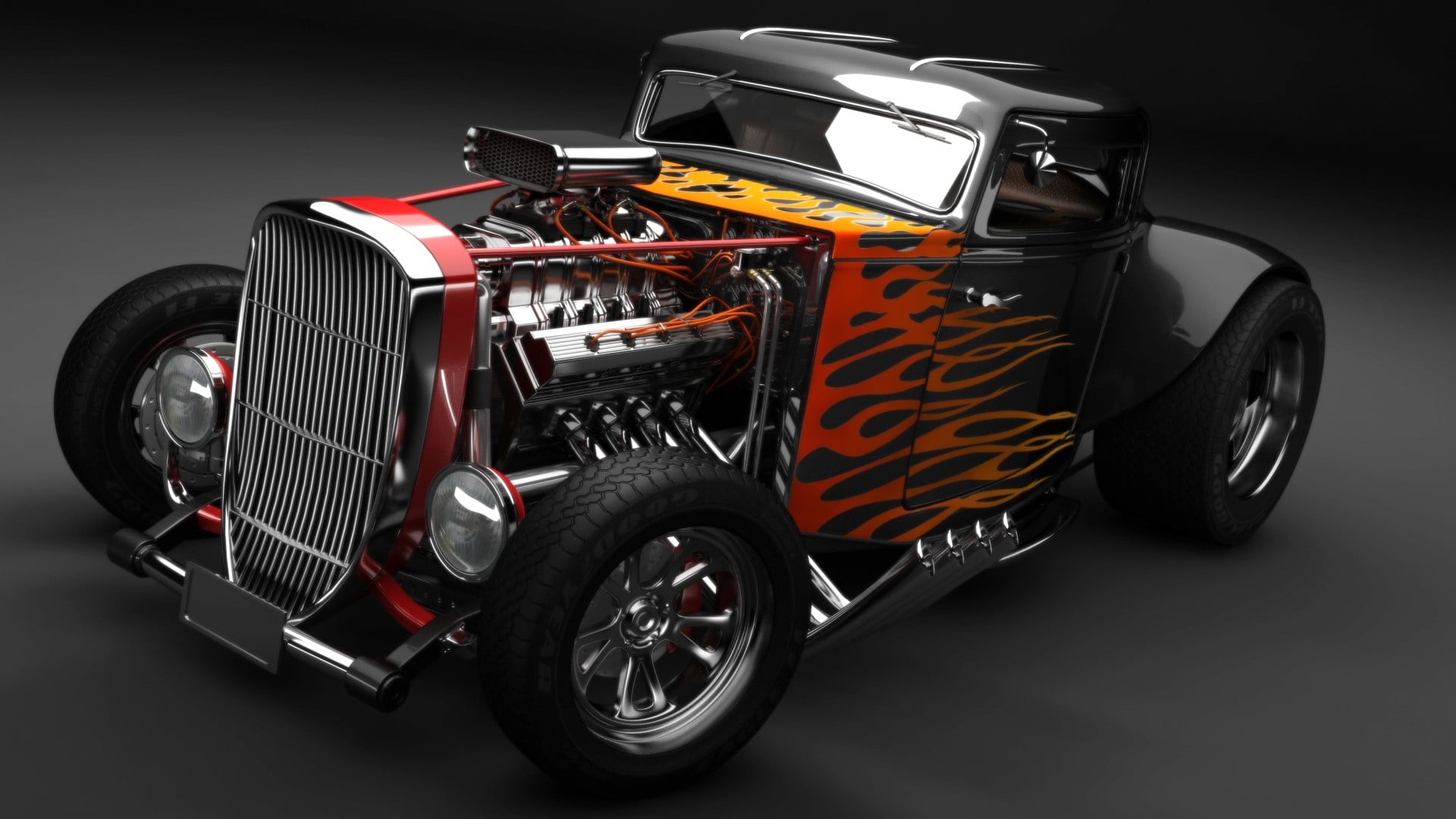 1242x2208 Resolution Red And Black Hot Rod Scale Model Car Hot Rod Modified Muscle Cars Hd