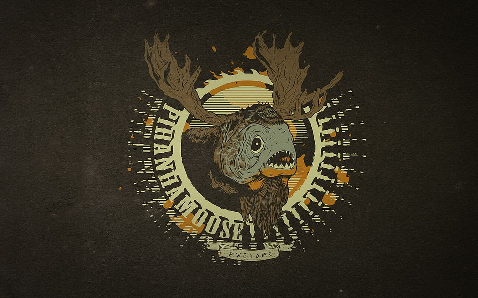 black and brown eagle print textile, moose, fish HD wallpaper