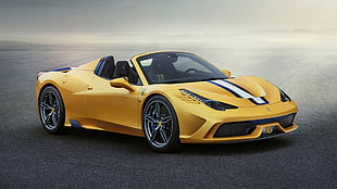 yellow convertible coupe, 2015 Ferrari 458 Speciale A, Ferrari 458 Italia Speciale A, yellow cars, road HD wallpaper