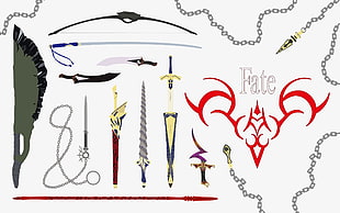 white and red printed paper, Fate Series, Fate/Stay Night, anime, weapon