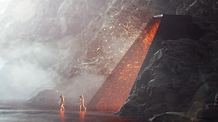 two people walking away from black cave illustration, stuz0r, Stuart Lippincott, priest, Cinema 4D HD wallpaper