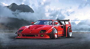 red sports car, car, vehicle, red cars, Ferrari