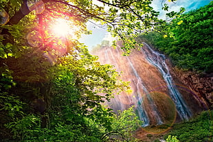 water falls during daytime HD wallpaper