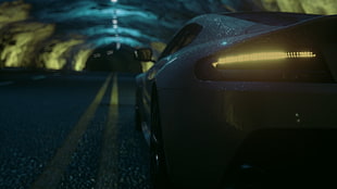 white coupe, Driveclub, car, rain, Aston Martin HD wallpaper