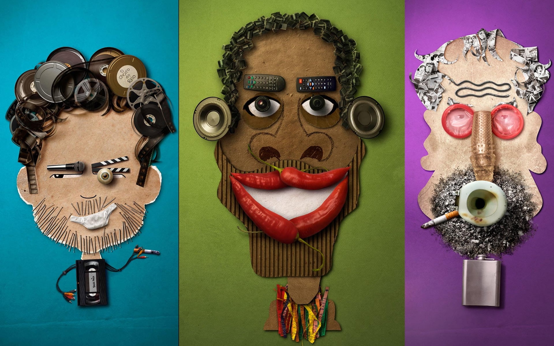 Three male caricature drawings photo collage HD wallpaper | Wallpaper Flare