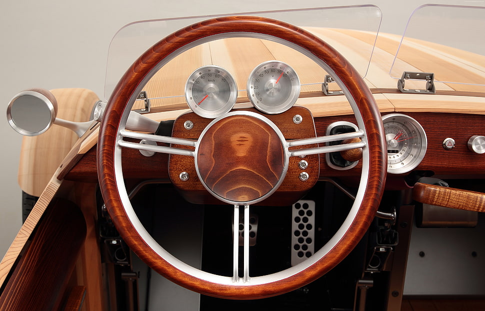 photo of brown vehicle steering wheel HD wallpaper