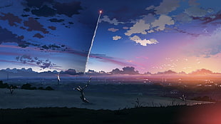 rocket blasting above sky illustration, anime, sky, 5 Centimeters Per Second HD wallpaper