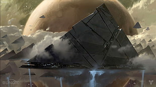 Destiny Bungie wallpaper, spaceship, science fiction, digital art, Bungie