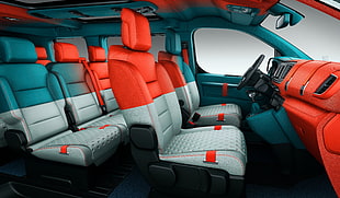 gray and orange leather car seats HD wallpaper