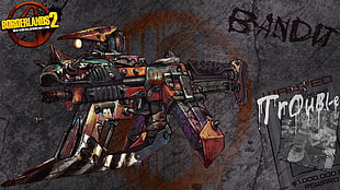 Borderlands 2 illustration, video games, gun, Borderlands 2