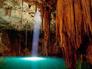 cave with water, nature