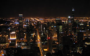 aerial photography of cityscape, cityscape, night, New York City, city lights