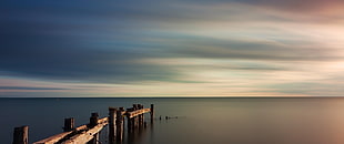 blue ocean, sea, calm, long exposure, sky HD wallpaper