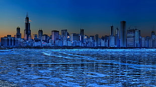 high rise buildings, city, cityscape, clouds, skyscraper